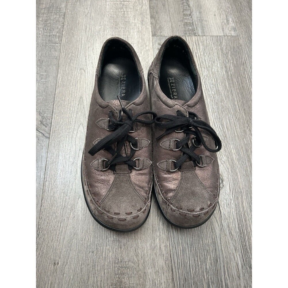 Ziera Shoes Womens 39.5 Allsorts Bicycle Toe Oxford Sneakers Brown Suede Lace Up